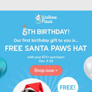 SURPRISE: Free Santa Paws Hat!