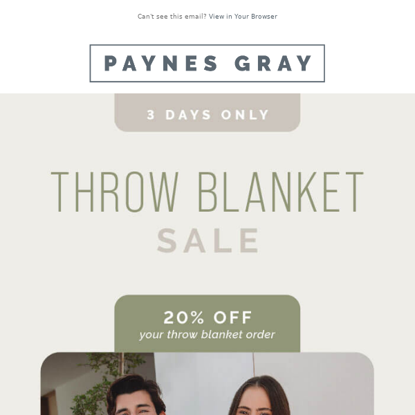 🚨 3 Days ONLY: 20% off Throw Blankets!