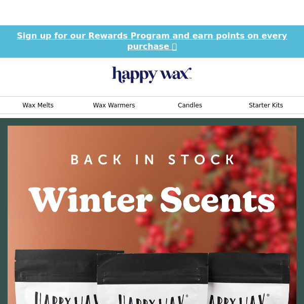 Winter Scents are Back at Happy Wax! Get Cozy with our Invigorating Aromas 🎄🔥