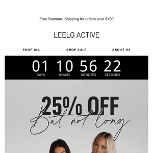 Leelo Active gear at 25% off!