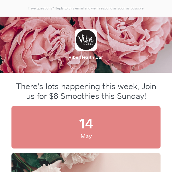 Mother’s Day is nearly here... See what's happening at Vibe Health Bar!