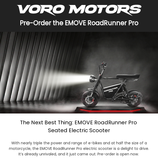 EMOVE RoadRunner Pro Seated Electric Scooter - Voromotors