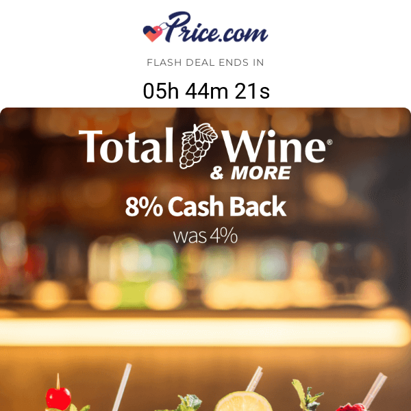 One-Day Deal: 8% Cash Back at Total Wine & More