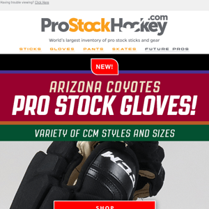 CCM Pro Stock Gloves from AZ Coyotes Just Arrived