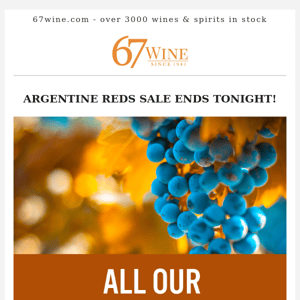 15% OFF All Argentine Reds - LAST DAY