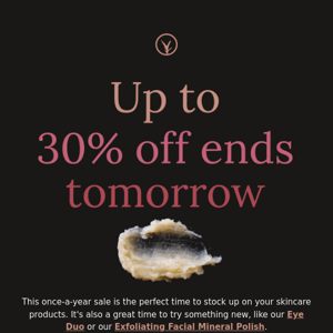 30% off ends tomorrow
