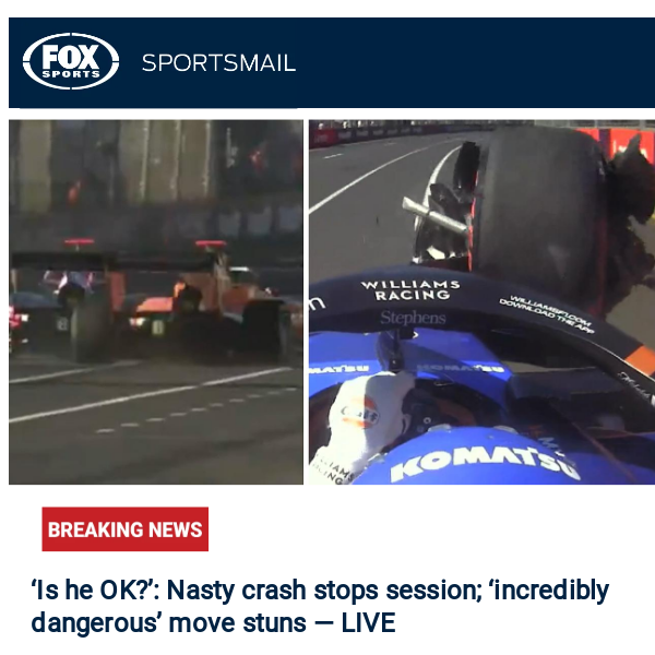 'Is he OK?': Big practice crash as Aus F1 GP gets underway