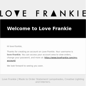 Your Love Frankie account has been created!