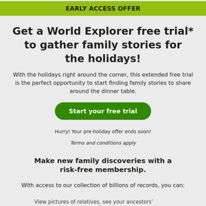 A pre-holiday offer for Ancestry!