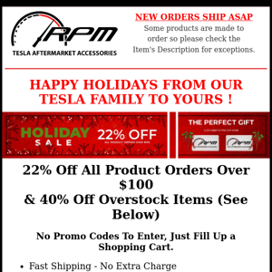 22%-40% Off Holiday Sale Has Started & More New TESLA Accessories