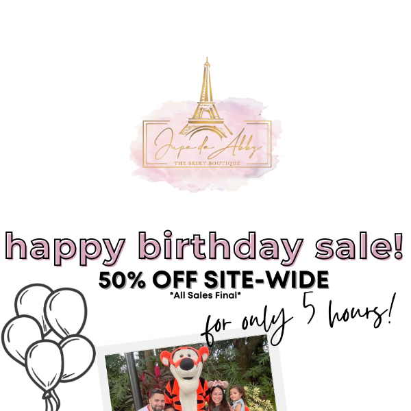 LAST HOUR!!! 50% Off Site-wide for ONLY 5 Hours!