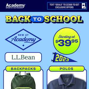 NEW at Academy: L.L.Bean Backpacks and Polos
