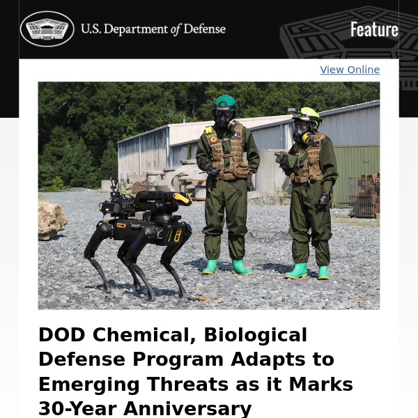 DOD Chemical, Biological Defense Program Adapts to Emerging Threats as it Marks 30-Year Anniversary