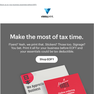 Tax-time shopping is here! Top up for your business now