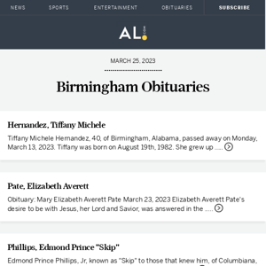 Birmingham obituaries for March 25, 2023