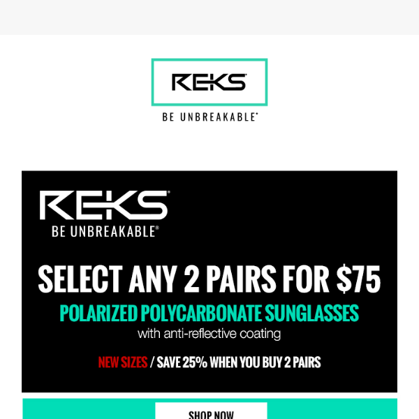 2/$75 Polarized Sunglass Sale