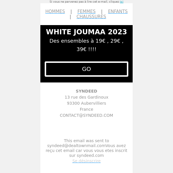 Promotion 19€ 29€ - White Joumaa 2023