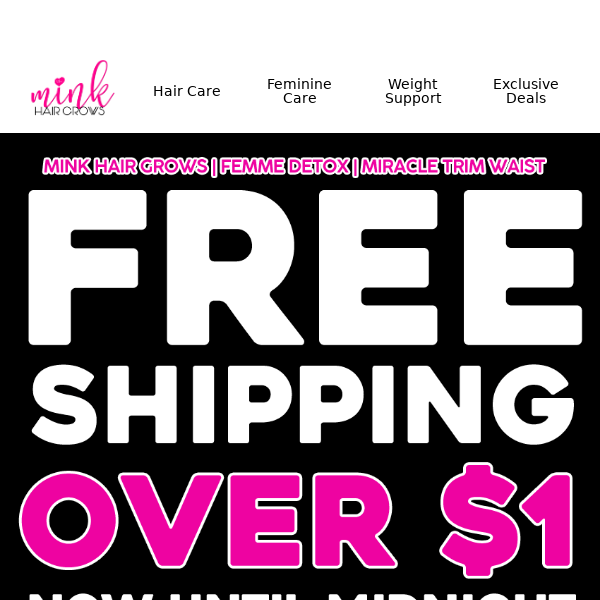 Everything Over $1 Ships FREE!