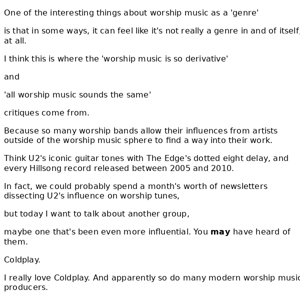 Why all worship music sounds like Coldplay