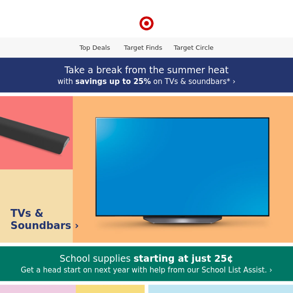 Save up to 25% on TVs & soundbars.