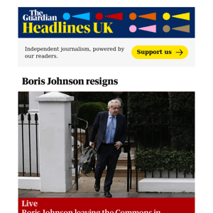 The Guardian Headlines: Boris Johnson leaving the Commons in ‘disgrace’, says standards committee chair – UK politics live