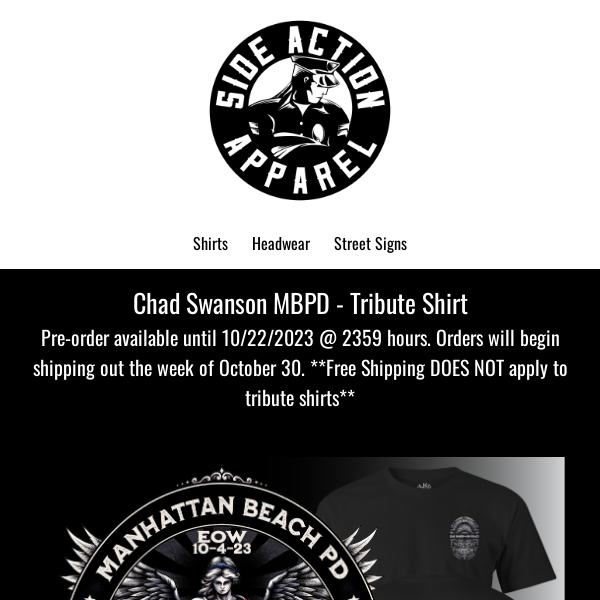 Chad Swanson MBPD Tribute Shirt