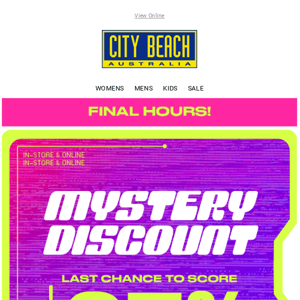 City Beach 🚨 FINAL HOURS to redeem your discount 🚨