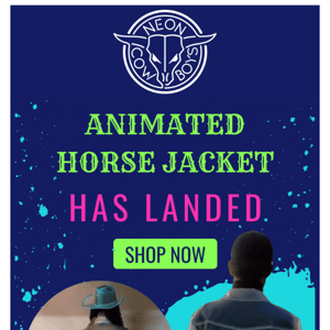 JUST LANDED! Animated horse jacket!