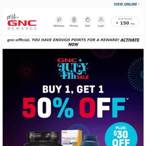 STARTS TODAY: GNC July 4th Sale! 🎆