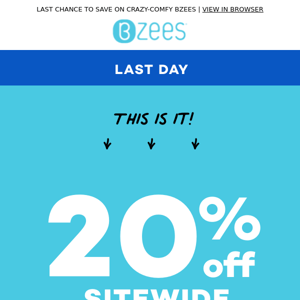 FINAL hours! 20% off sitewide + Free shipping