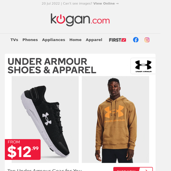 Under Armour from $12.99 - Shoes, Clothes, Bags & More Apparel | Hurry, While Stocks Last!