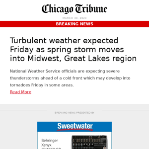 Turbulent weather expected Friday as spring storm moves into Midwest, Great Lakes region