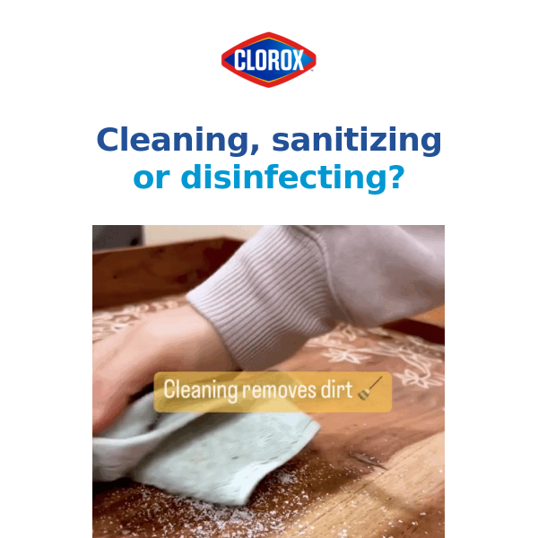 Get smart about Sanitizing vs Disinfecting.