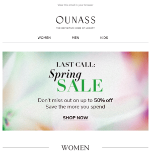 Last Call: Spring Sale