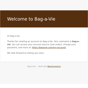 Your Bag-a-Vie account has been created!