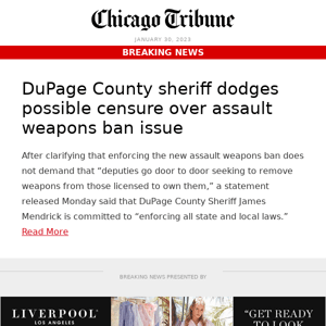 DuPage County sheriff dodges possible censure over assault weapons ban issue