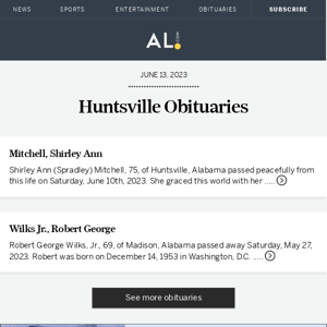 Huntsville obituaries for June 13, 2023