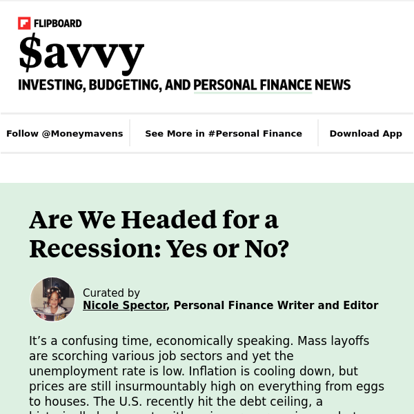 Are we headed for a recession: yes or no?