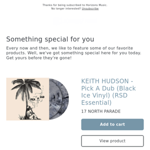 NEW! KEITH HUDSON - Pick A Dub (Black Ice Vinyl) (RSD Essential)