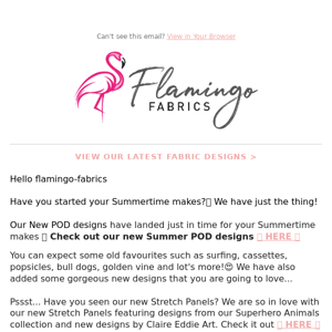 Flamingo Fabrics JUST IN! Summer POD Designs 🌞🏖️