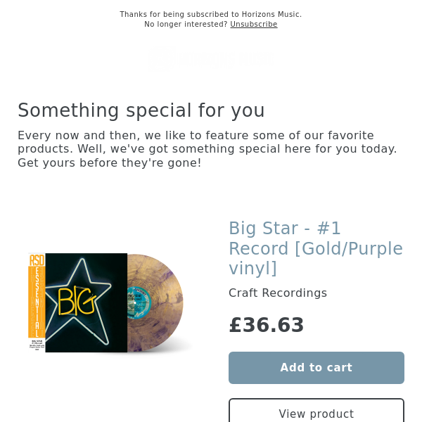 NEW! Big Star - #1 Record [Gold/Purple vinyl]