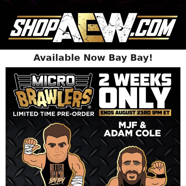 Adam Cole Micro Brawler®: Pre-Order Ends MAR 2ND, 1PM ET Not Available  Online After Pre-Order: ShopAEW.com/adam-cole-aew-micro-brawler.