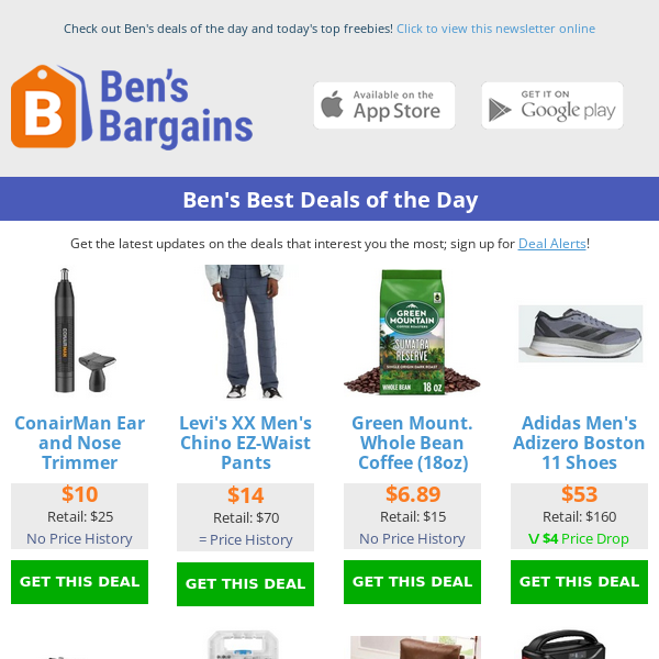 Ben's Best Deals: $10 Trimmer - $49 Podcast Studio - $14 Levi Pants - $159 Accent Chair - $53 Adidas Shoes