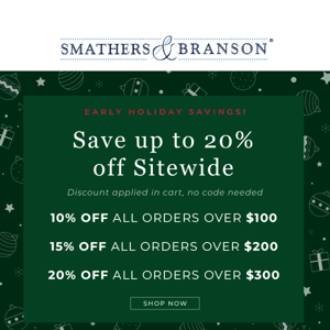 Enjoy Up to 20% Off SITEWIDE!