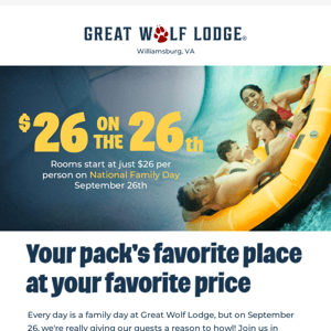 Wolves, water, and wow! All for just $26 per person.