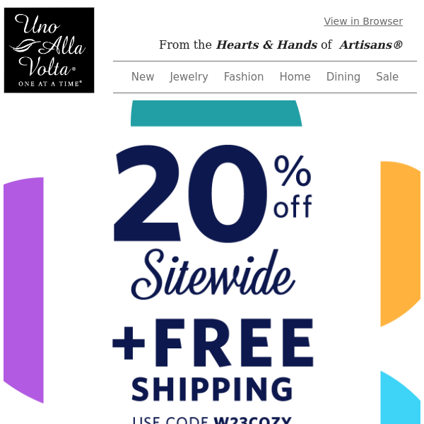 Free Shipping + 20% Off the Entire Site