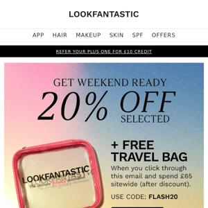 QUICK: 20% Off + FREE Travel Bag Gift 😍