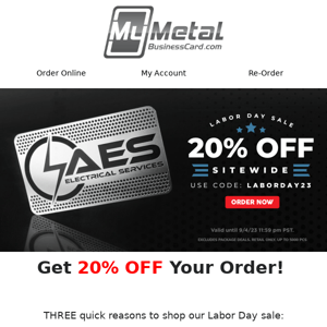 Labor Day Sale Starts Now: Get 20% Off