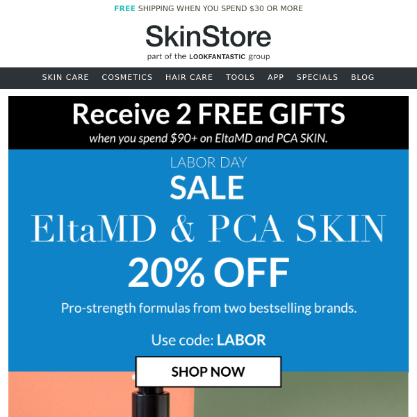 ⚡ 20% off EltaMD & PCA SKIN ⚡ Labor Day Sale