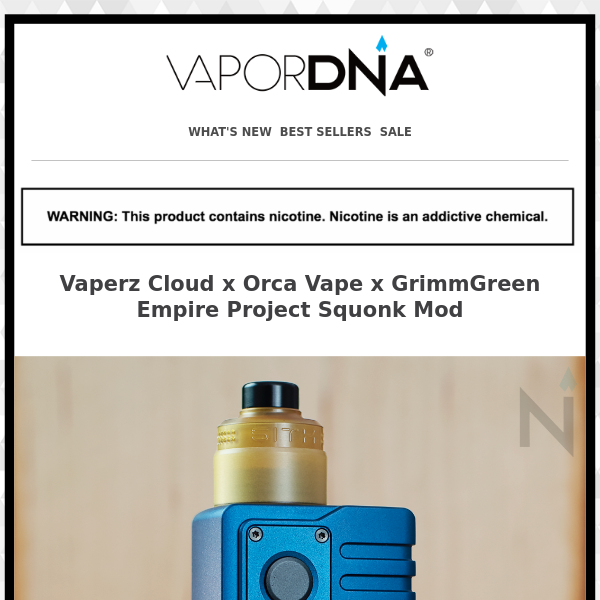 The Empire Project! A 21700 Squonk Mod brought to you by Vaperz Cloud, Orca Vape, and GrimmGreen.